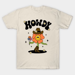 Howdy Cowgirl Flower Design T-Shirt